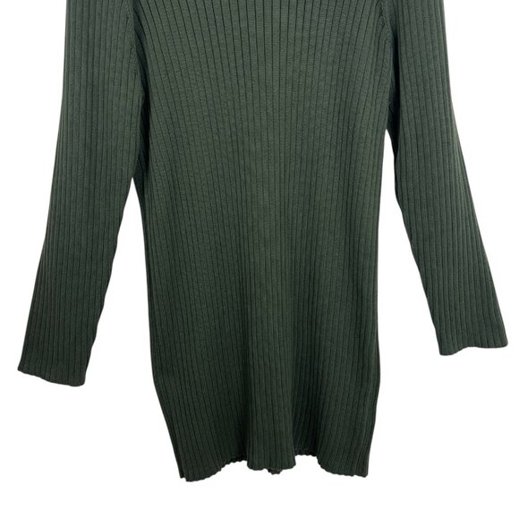 GAP Sweater Rib Knit Dress Size XL Puff Sleeve Mini Deep Depths Green 770378 - Picture 6 of 11